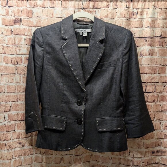 Zara Basics Black Blazer 100% Ramie Size 6 - Picture 1 of 13